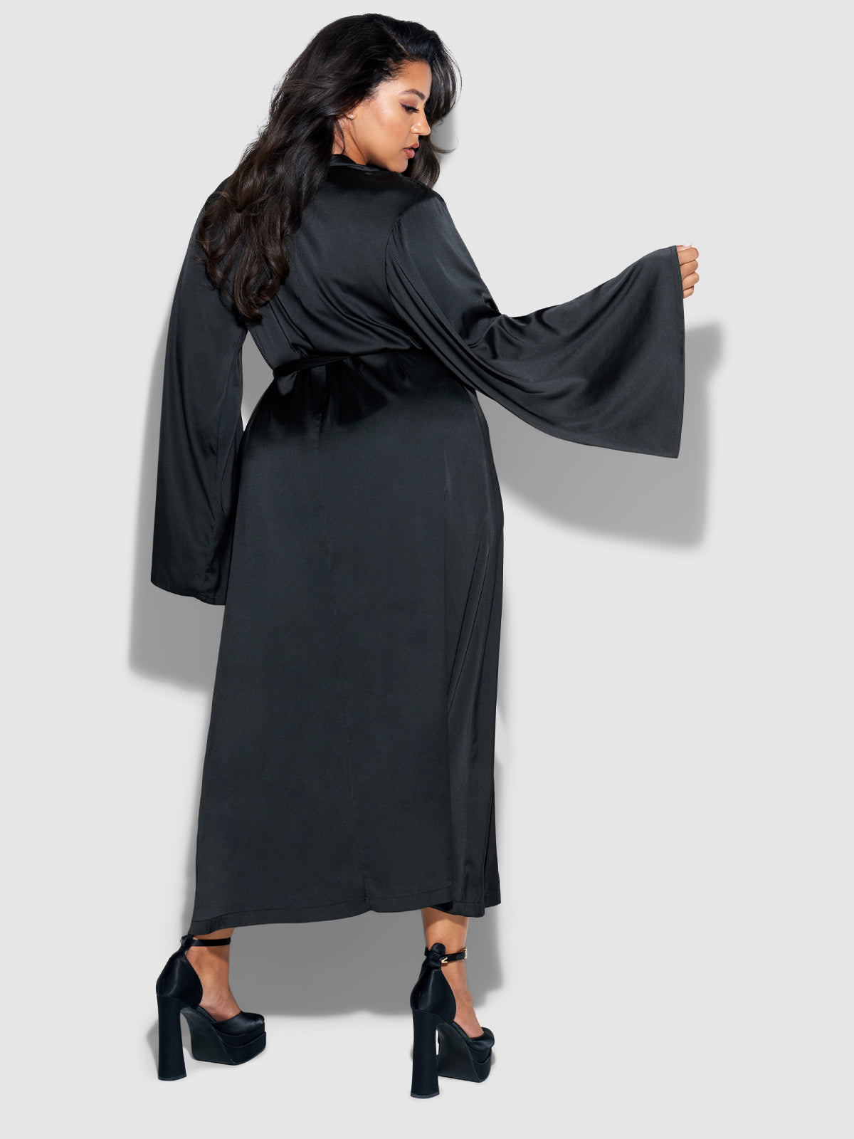 Plus Size Long Satin Robe