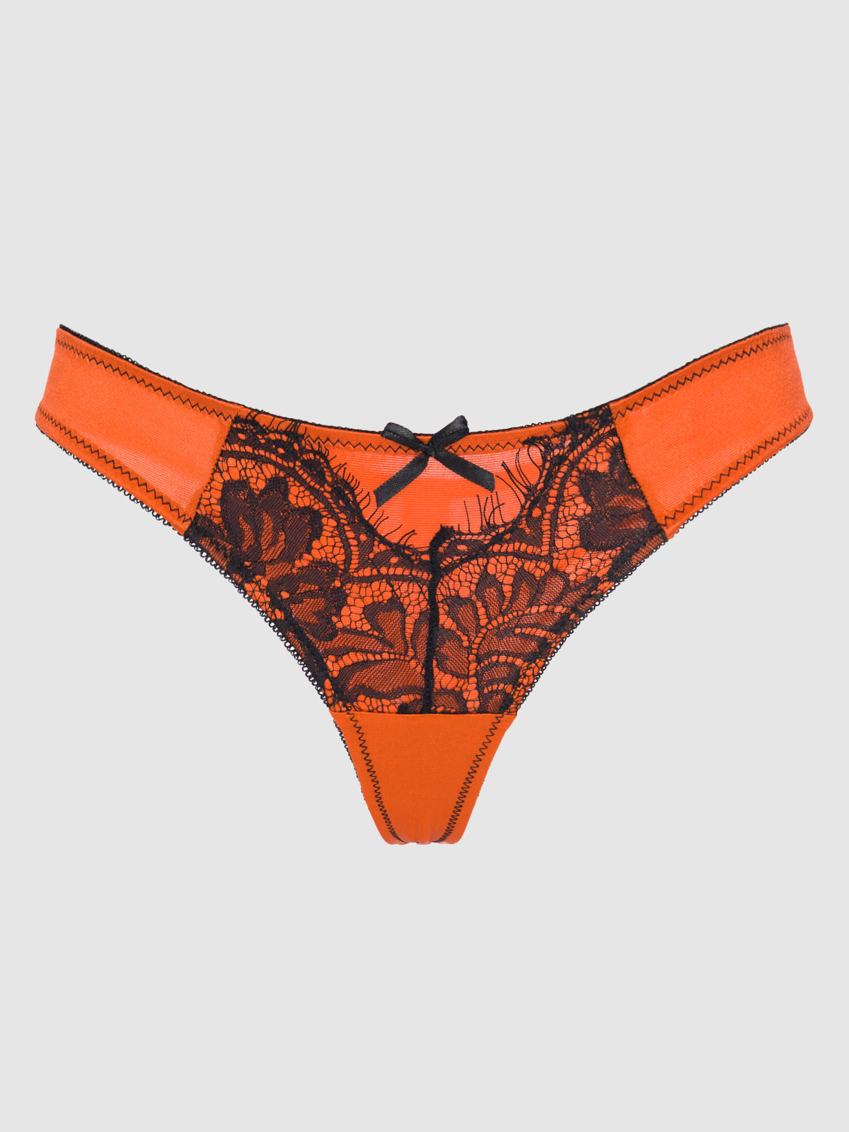 Binding Detail Lace Thong Orange