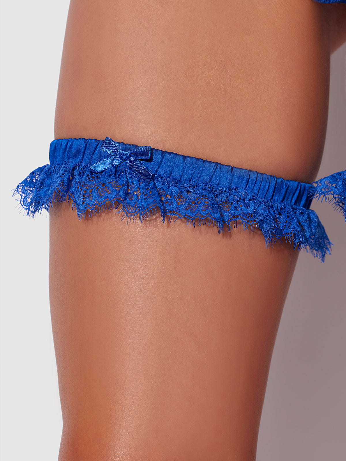 Adelaide Satin & Lace Thigh Garters - Frederick's of Hollywood