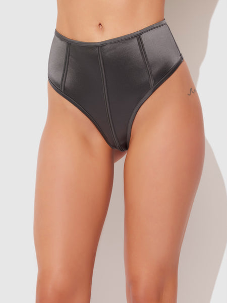 Neev Oil Slick High-Waist Cutout Back Thong - Fredericks of Hollywood