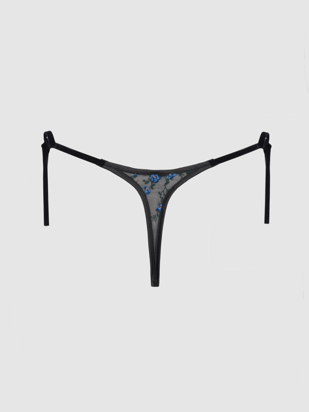 Harlow Embroidered Mesh Tie Side Thong