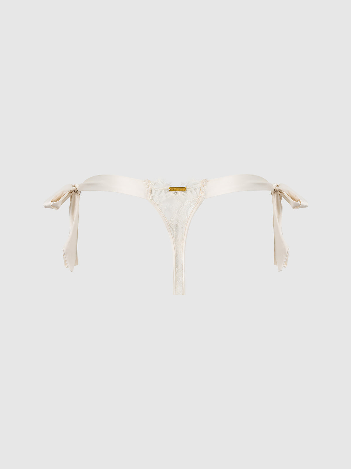 Rosalind Lace &amp; Satin Crotchless Tie Side Thong  - Frederick&#39;s of Hollywood