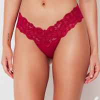 Bridget Stretch Cotton & Lace Thong - Fredericks of Hollywood