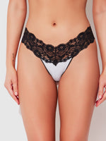 Bridget Stretch Cotton & Lace Thong - Fredericks of Hollywood