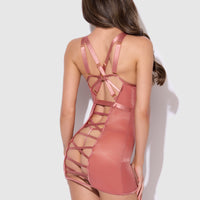 Pia Shine Mesh Strappy Back Chemise - Frederick's of Hollywood