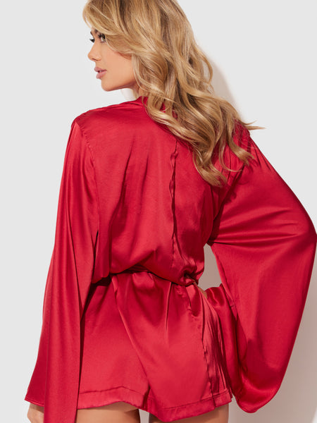 Petra Satin Short Robe - Frederick's of Hollywood