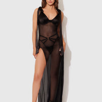 Melrose Satin & Sheer Maxi - Fredericks Of Hollywood