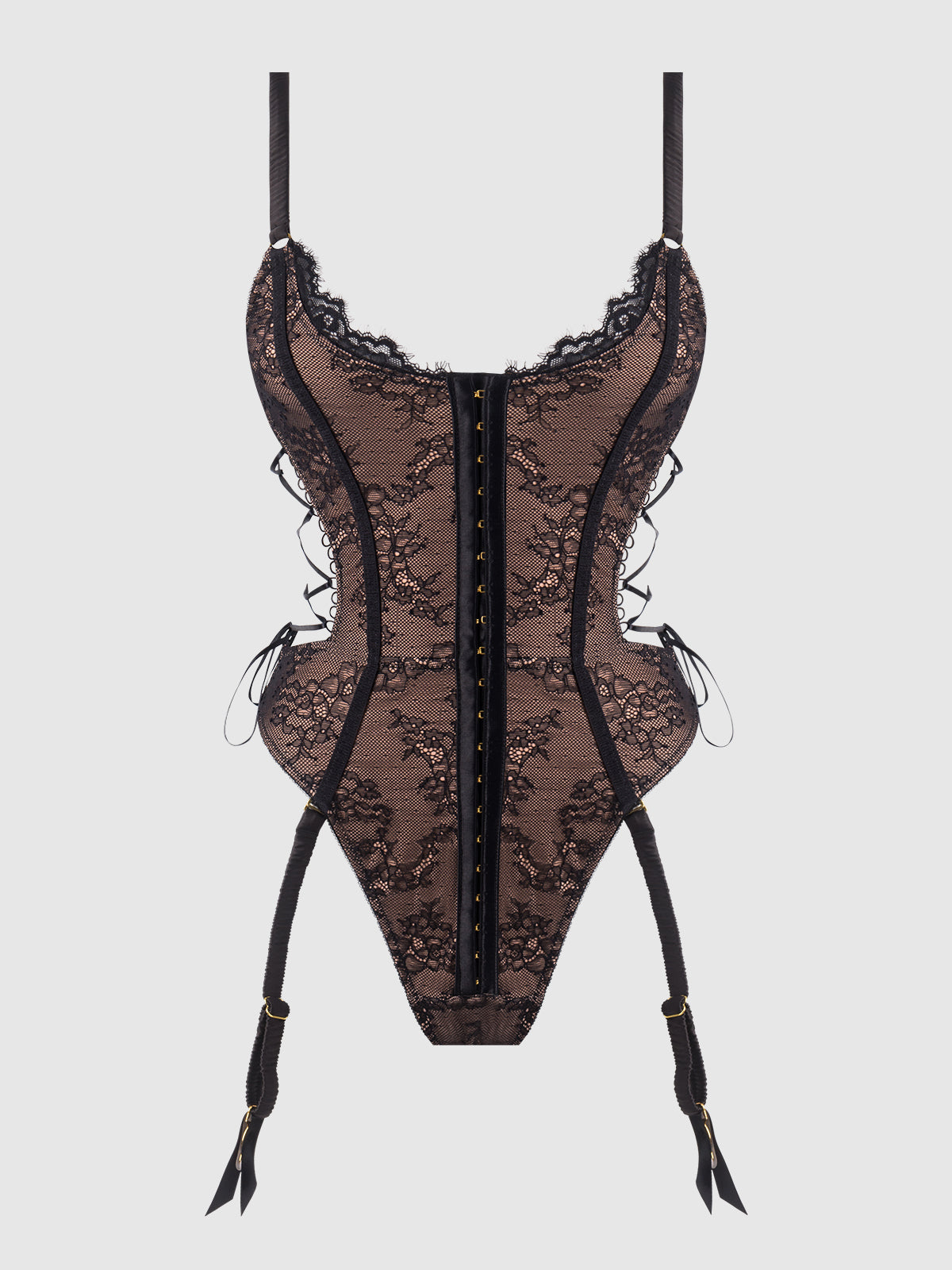 Luella Hook &amp; Eye Front Strappy Lace Teddy - Frederick&#39;s Of Hollywood