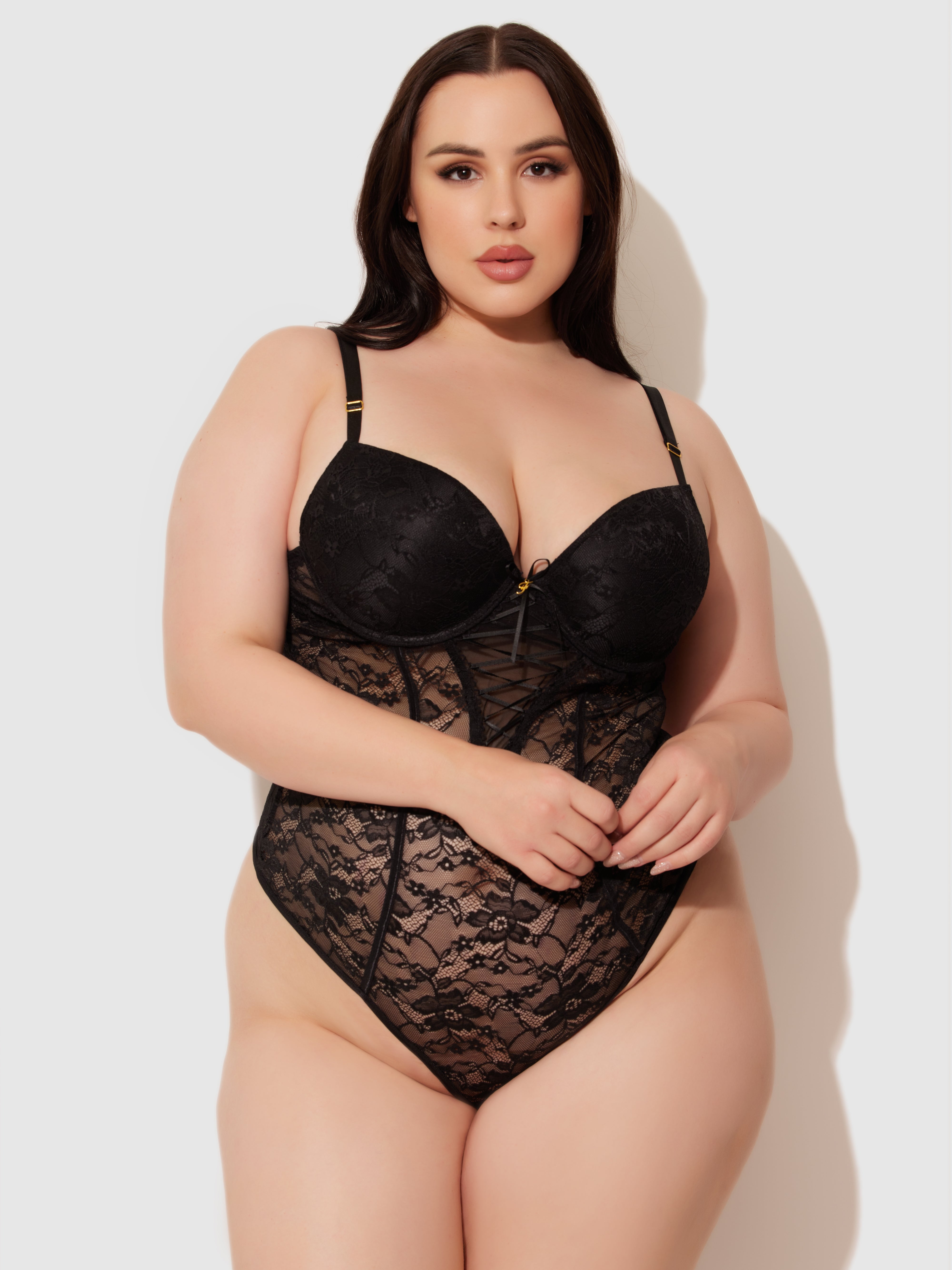 Mabel Lace Underwire Lace Up Teddy