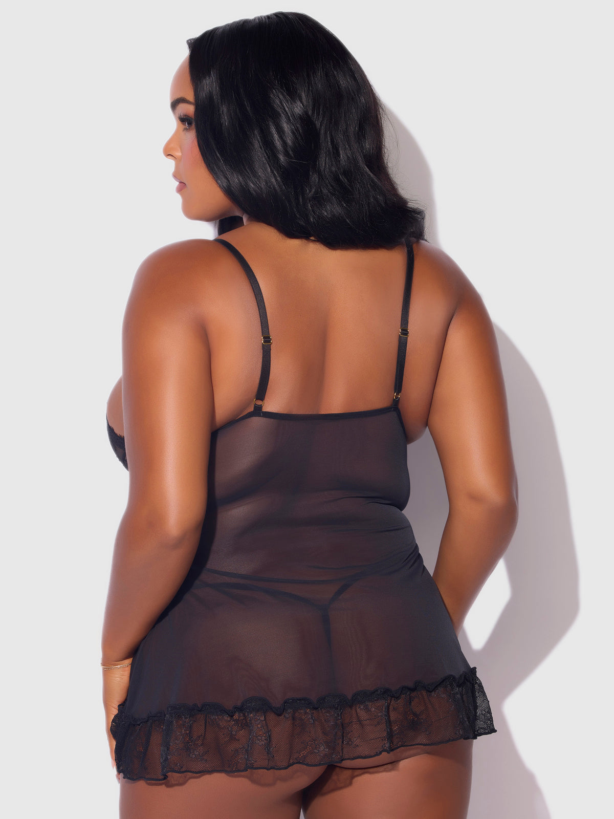 Chiara Lace & Mesh Babydoll - Frederick's of Hollywood