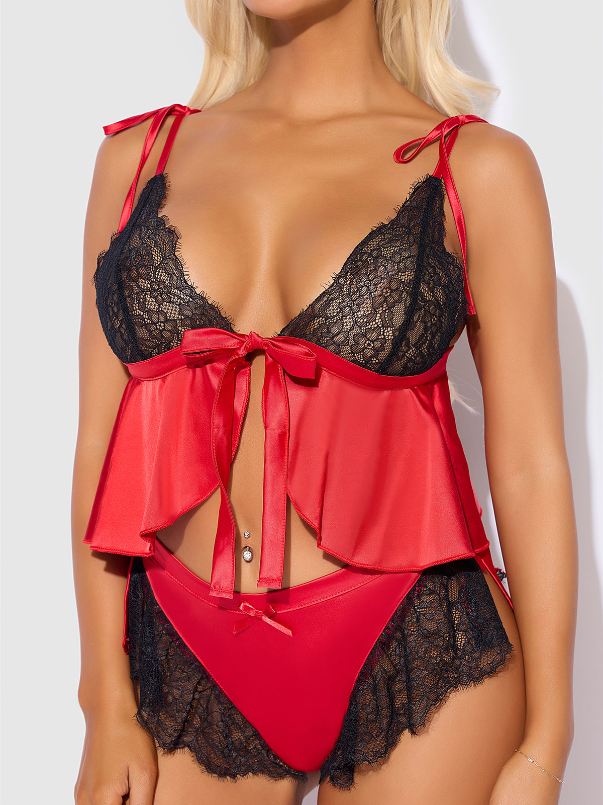 Scarlett Satin Sleep Tie Cami &amp; Shorty Set - Frederick&#39;s of Hollywood