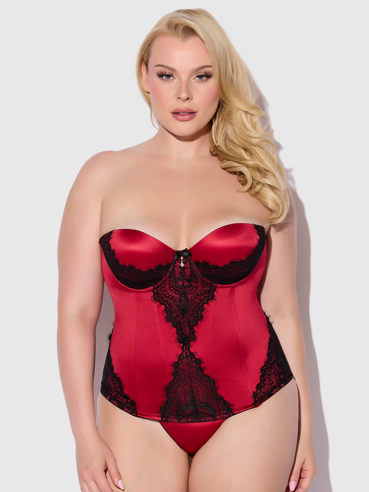 Lexi Liquid Satin Adjustable Push Up Corset - Frederick's of Hollywood