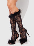 Feathered Floral Fishnet Socks - Frederick's of Hollywood