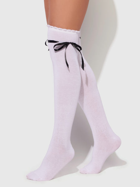 Cozy Knit Boot Socks With Ribbon - Frederick's of Hollywood