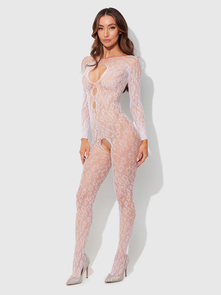 Leopard Glow Full Body Long Sleeve Bodystocking - Frederick's of Hollywood