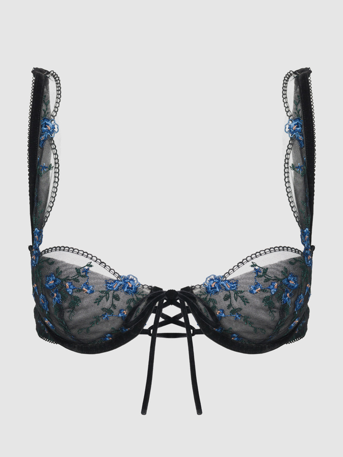 Harlow Embroidered Mesh Tie Front Bra