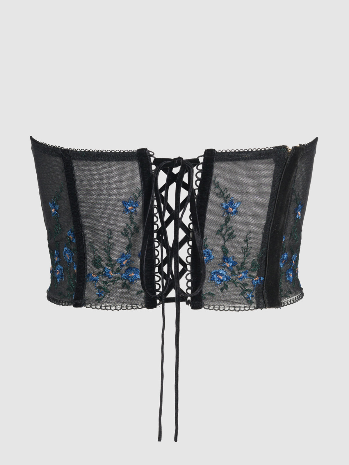 Harlow Embroidered Mesh Open Cup Corset - Frederick's of Hollywood