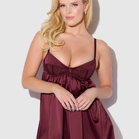 Petra Satin & Mesh Unlined Corset Cup Babydoll - Frederick's of Hollywood