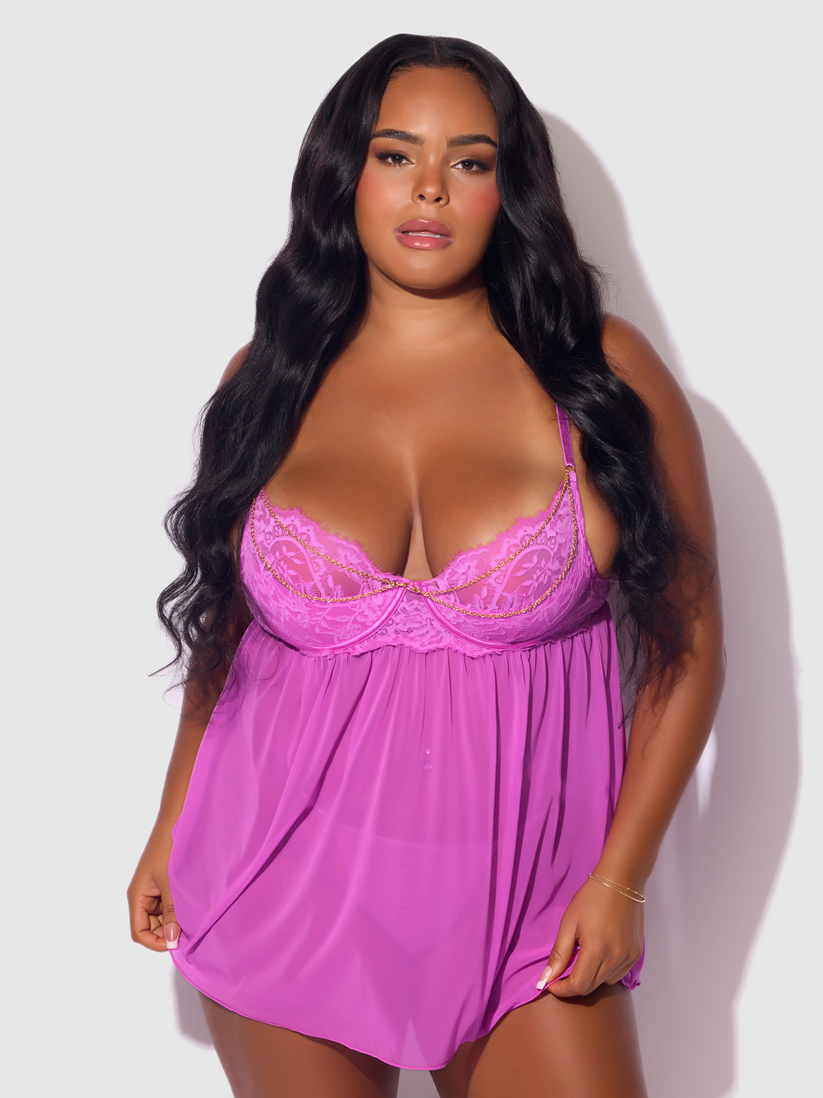 Arianna Lace & Chains Underwire Babydoll - Frederick's of Hollywood