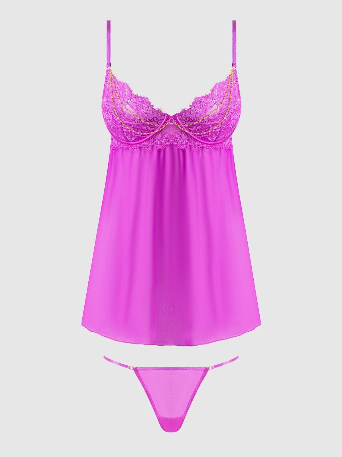 Arianna Lace & Chains Underwire Babydoll - Frederick's of Hollywood