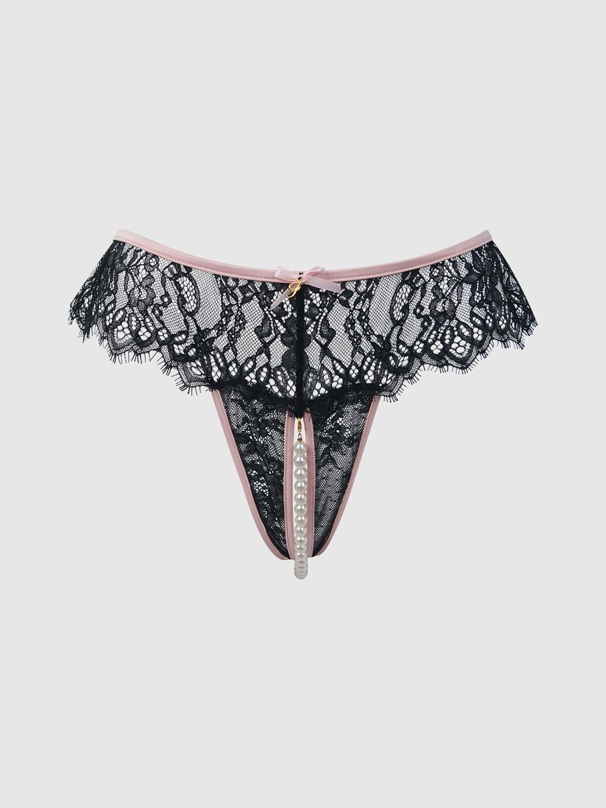 Rosalind Lace & Pearl Crotchless Thong - Fredericks of Hollywood