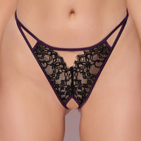 Rosalind Lace & Satin Crotchless G-String - Frederick's of Hollywood