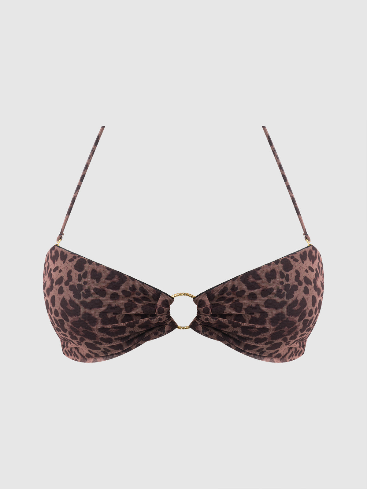 Alanza Leopard Mesh Bandeau Swim Top - Frederick&#39;s of Hollywood