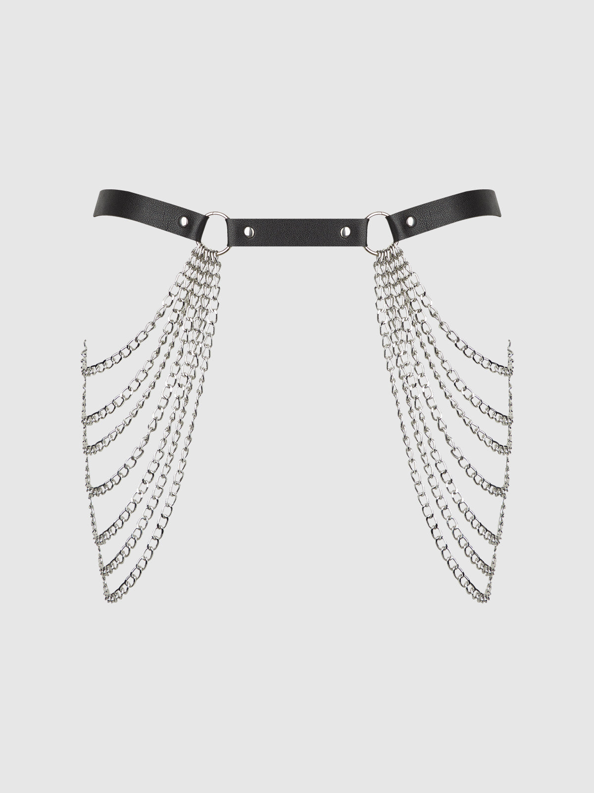 Ziggy Chain & Leather-Like Draped Garter - Frederick's of Hollywood