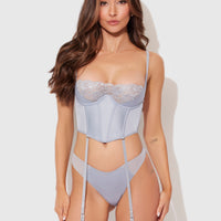 Serenity Lace & Satin Underwire Unlined Bustier - Frederick's of Hollywood