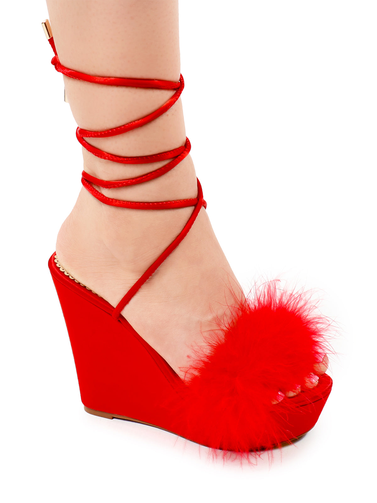 Adriana Feather Wedge - Red