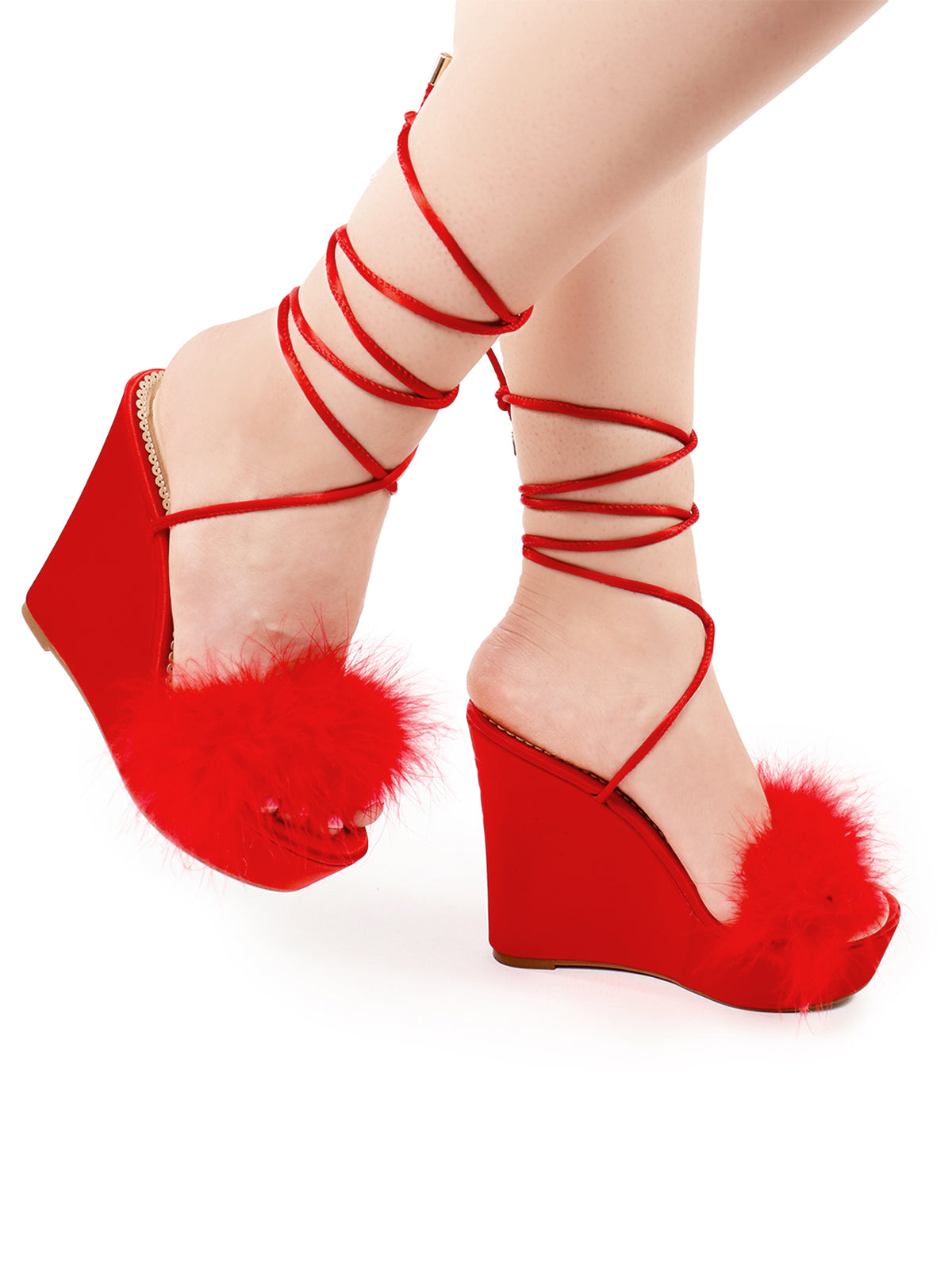 Adriana Feather Wedge - Red