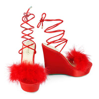 Adriana Feather Wedge - Red