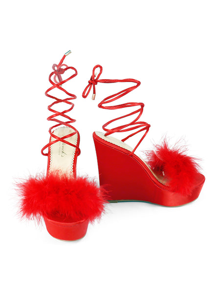 Adriana Feather Wedge - Red