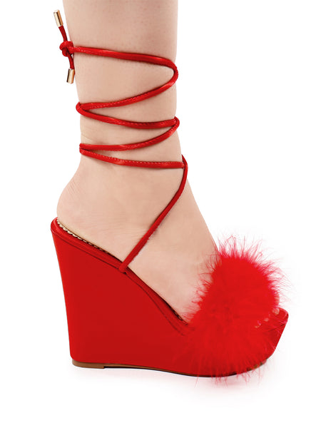 Adriana Feather Wedge - Red