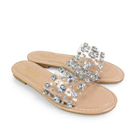 Clarissa Rhinestone Flat Sandal - Frederick's of Hollywood