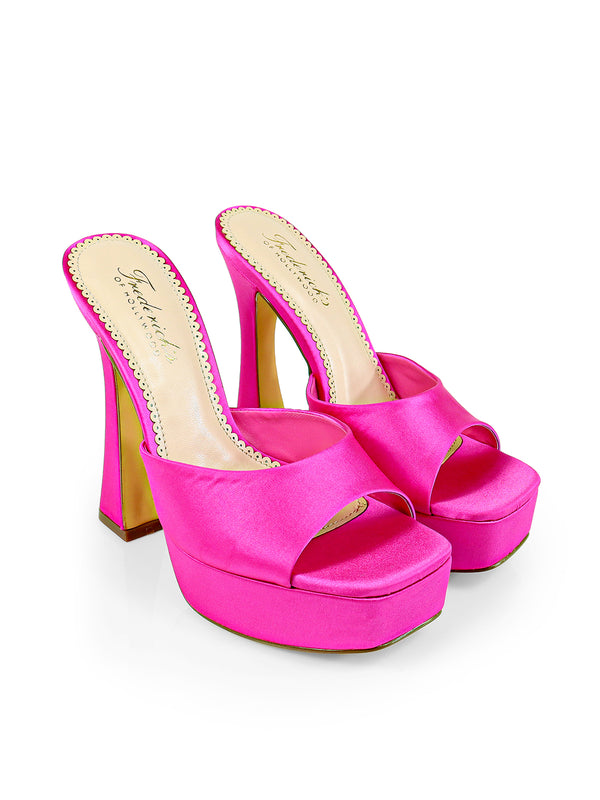 Elaina Platform Mule Heel - Hot Pink