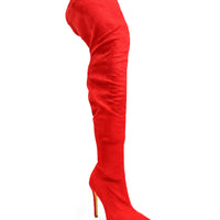 Gisele Stretchy Overknee Heeled Boots - Frederick's of Hollywood