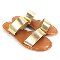 Janelle Double Band Flat Sandal - Frederick's of Hollywood