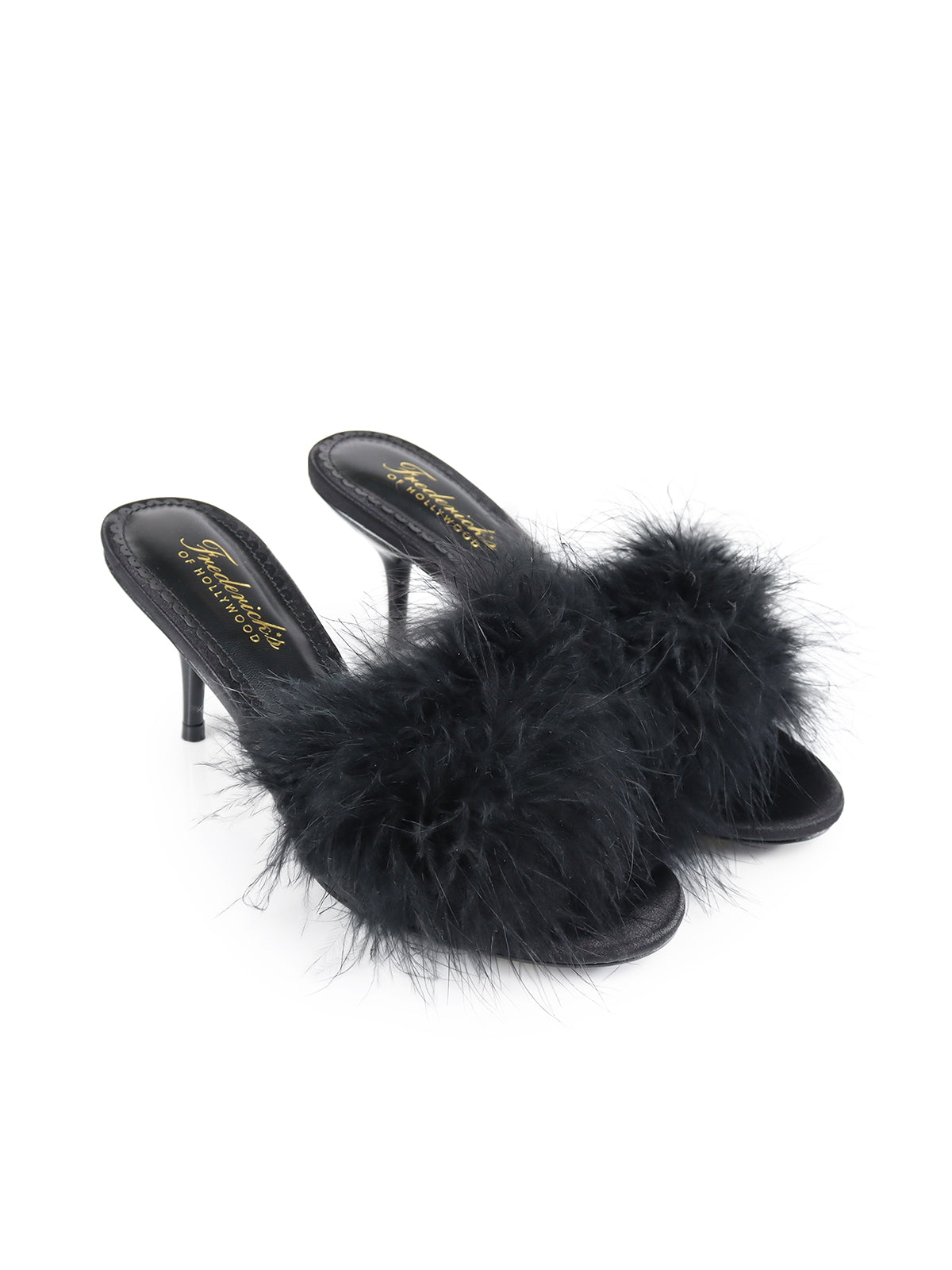 Luxor Feather Mule in Black - Frederick's Of Hollywood