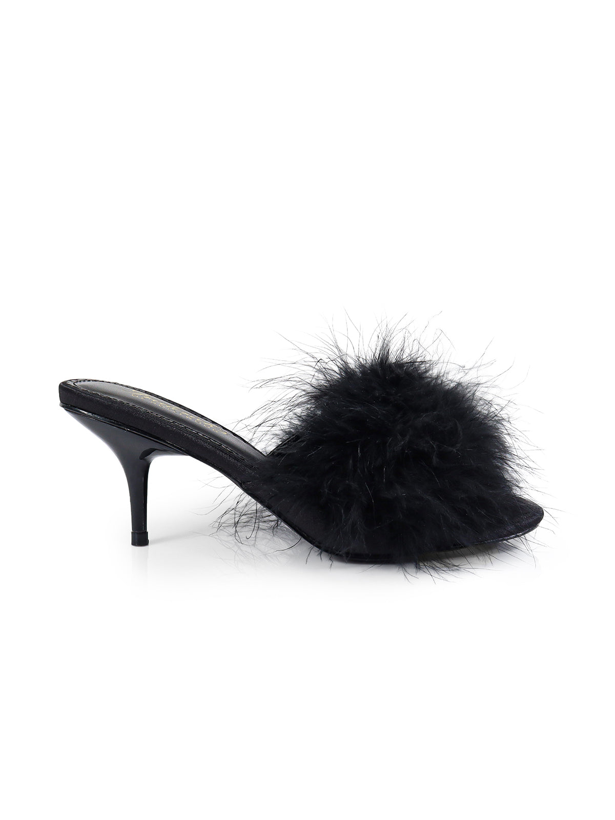 Luxor Feather Mule in Black - Frederick's Of Hollywood