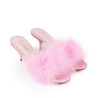 Luxor Feather Mule - Baby Pink