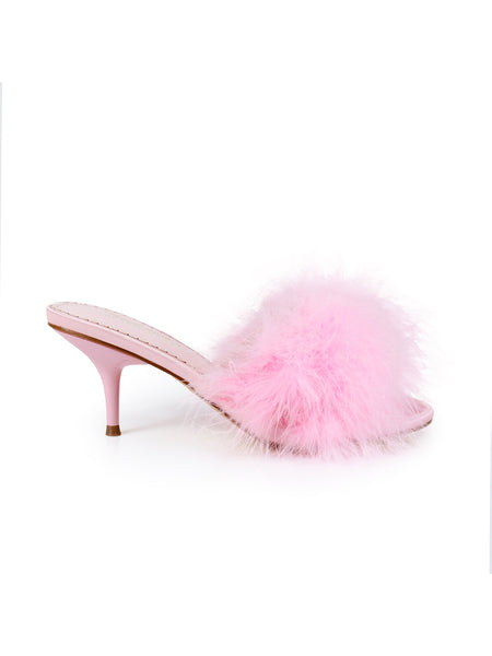 Luxor Feather Mule - Baby Pink