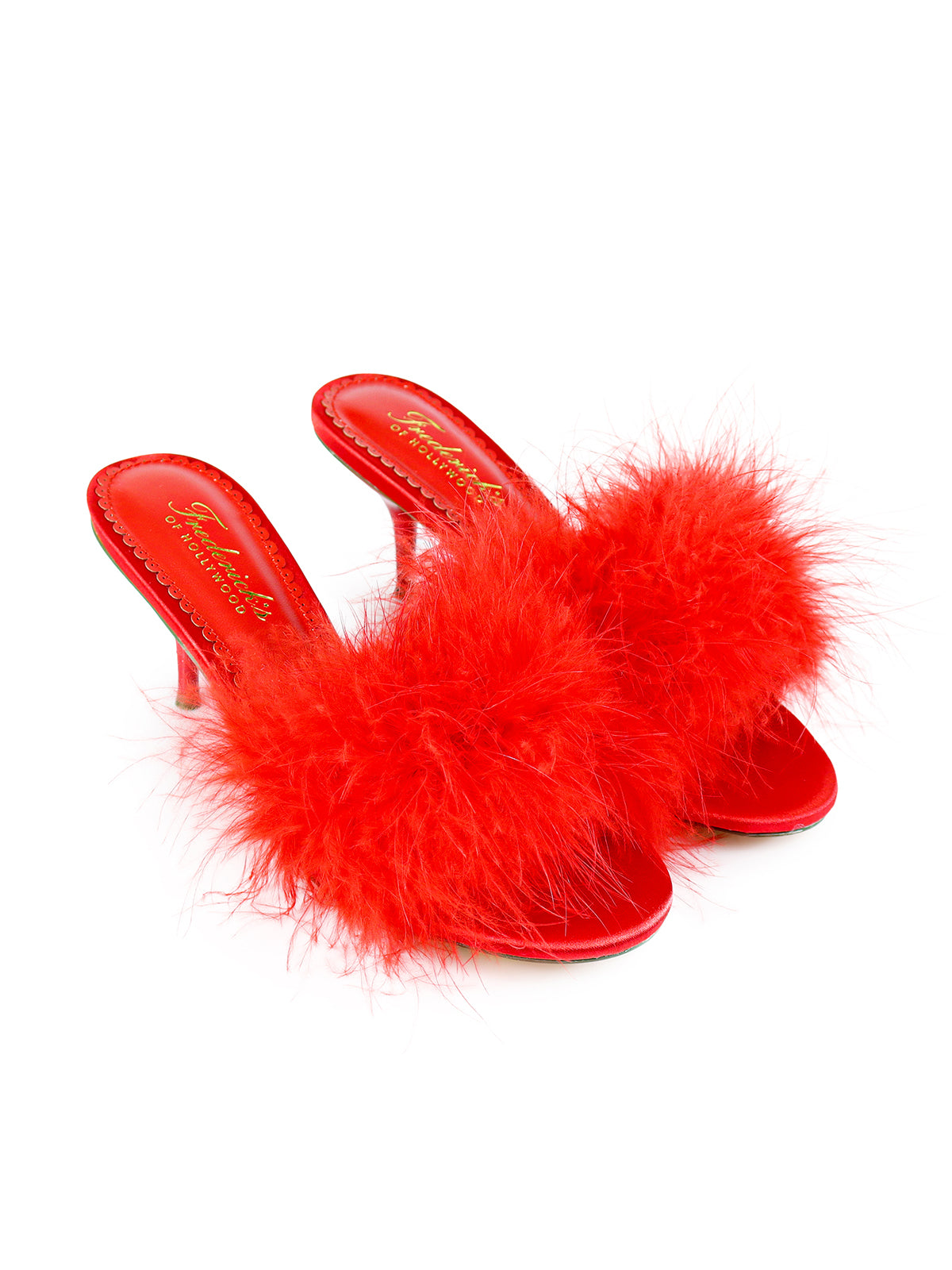 Luxor Feather Mule in Red - Frederick's Of Hollywood