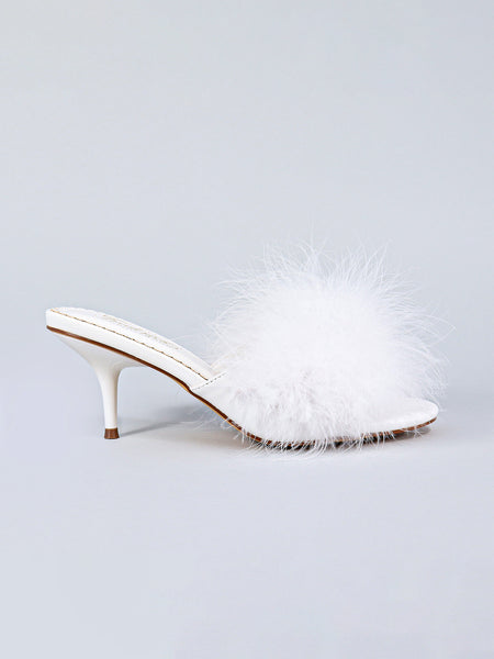 Luxor Feather Mule - White