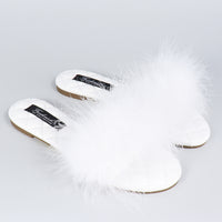 Maxim Feather Flat Sandal - White