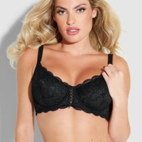 Charlotte Lace Full Figure Underwire Bra - Black