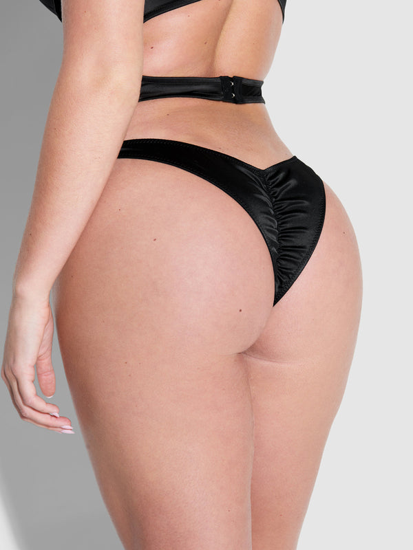 Petra Crotchless Satin Tanga - Fredericks of Hollywood