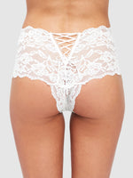 Mabel Crotchless Lace Up Back Cheeky - Fredericks of Hollywood