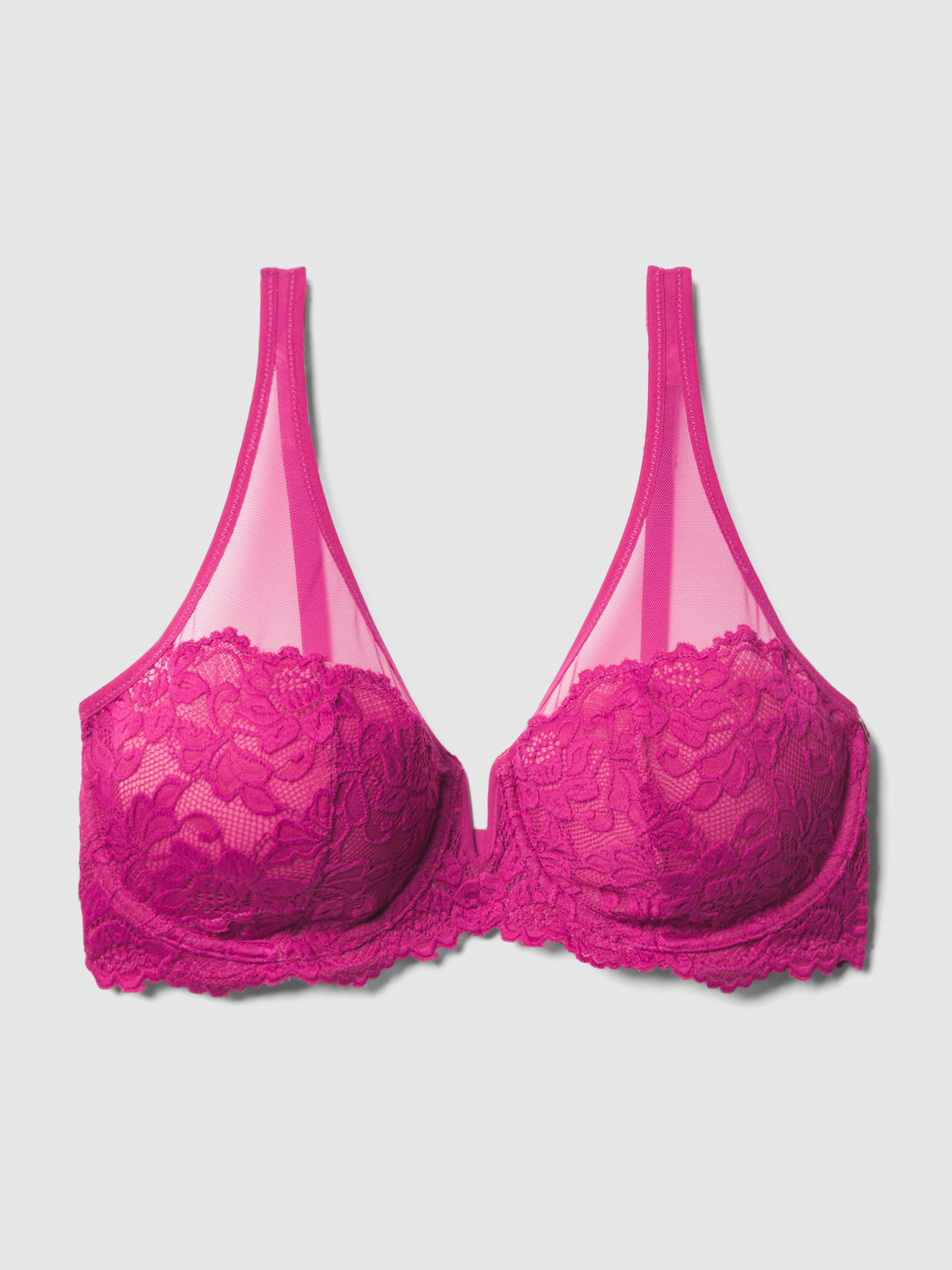 Fuchsia Floral Lace Underwired Cup Size Bra