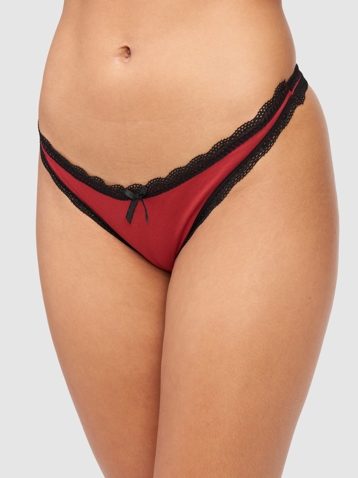 Cora Cotton &amp; Lace Thong - Fredericks of Hollywood